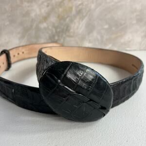 Wild West Boots Belt Men's Size 36 Black Genuine Crocodile Handmade In Mexico